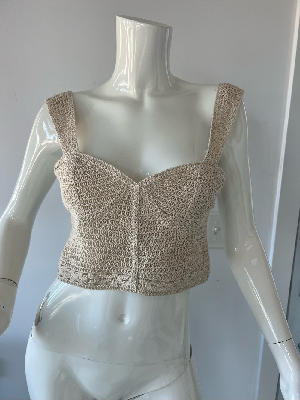 Zara Cream Crochet Bustier Crop Top  summer vibe feminine